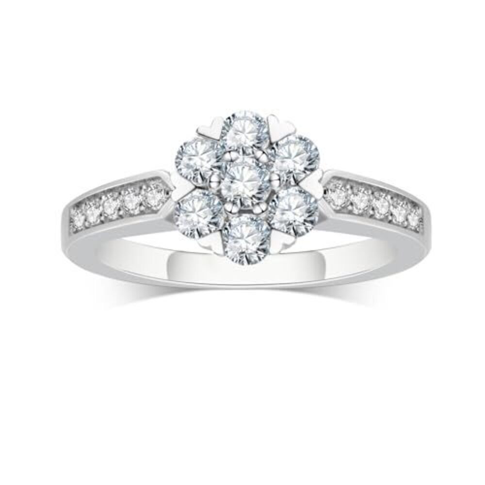DAKKXN Moissanite Rings for Women,D Color VVS1 Flower Engagement Rings 18K Whit